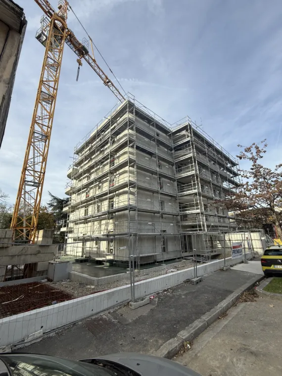 Construction de 23 logements Lyon  enduit revêtement mince peinture et couvertine, Bourg-en-Bresse, Certif