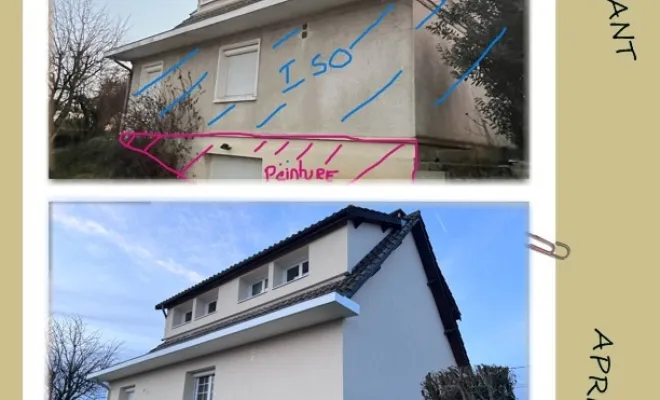 Isolation extérieur finition enduit Mince a Mionnay 01, Bourg-en-Bresse, Certif